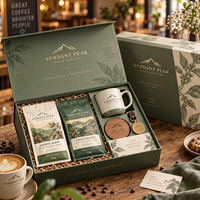 Coffret cadeau de café AT PACK avec sacs de café personnalisés, tasse, porte-clés, aimant de réfrigérateur et emballage haut de gamme pour les torréfacteurs