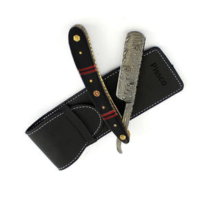 Navaja de afeitar plegable de acero inoxidable con logotipo personalizado, cuchilla recta para barbero, fabricada por Pissco Pakistán - Product Image 4