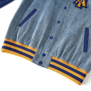 Chaqueta Bomber de Lana A&T, Estilo Universitario, Informal, con Bolsillos con Cremallera, Forro de Satén Personalizado, Logotipo Aplicado, Primavera - Product Image 4