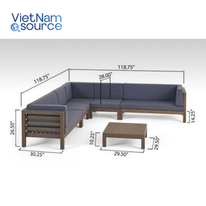 ชุดโซฟาหนังรูปตัว L สุดหรูโซฟาแบบแบ่งส่วนทันสมัยพร้อมที่วางแขนทำจากเวียดนาม - Product Image 3