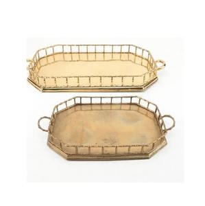 Plateau de luxe décoratif arabe personnalisé plateau de service en acier inoxydable miroir de forme ovale sans poignées - Product Image 6