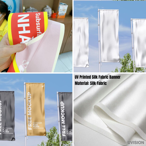 Bannière suspendue en tissu de soie avec impression UV |   Drapeau en soie imprimé numérique UV pour la publicité en extérieur et en intérieur - Product Image 5