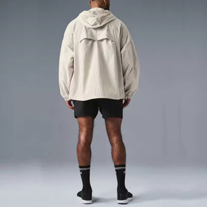 Custom <b>Men's</b> Nylon Windbreaker <b>Jacket</b> with Stand Collar Breathable <b>Corduroy</b> Fabric Casual Style Summer waterproof Zipper Track - Product Image 4