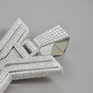 Urban Luxury 925 Sterling Silver Iced Out VVS Moissanite Letter Pendant Hip Hop Style Gold & Rodium Plated Jewelry Regalo perfecto - Product Image 4