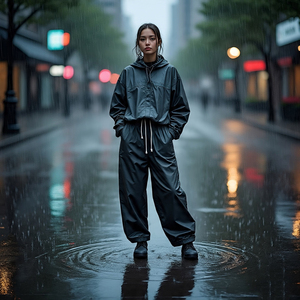 Pantalones Cargo cortavientos para mujer, pantalones impermeables de nailon con múltiples bolsillos, pantalones cortavientos con botones en la cintura para mujer - Product Image 6