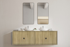 Angola <b>Walnut</b> Brown HPL <b>Cabinets</b> Glossy Wood Grain Finish Traditional Design Model 8529 Sports Venues Decor Made India - Product Image 3