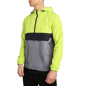 High Quality Custom Logo Turtleneck Paneled Half Zipper Unisex Polyester Windbreaker Men's <b>Jackets</b> - Product Image 1