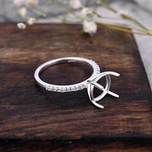 Handmade 925 Sterling Silver 18K Gold Plated 10mm Cushion Semi Mount Prong Blank CZ Gemstone <b>Resin</b> Ashes Eternity Band <b>Ring</b> - Product Image 3