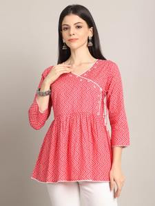 Ready Wear Western Modern Stylish Design Pure Cotton Short/Full Sleeve Short <b>Kurti</b> <b>Top</b> Women Special Occasion Wedding Bulk - Product Image 4