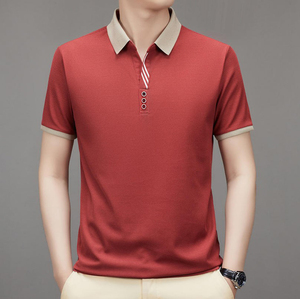 Otoño nuevos hombres de negocios Casual Slim elástico Top de manga larga para Polo camisa clásica Color sólido básico Top tejido de punto - Product Image 1