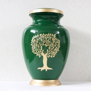 Elite Green Tree Urna de cremación de latón de alta calidad Almacenamiento de cenizas de metal personalizado El más vendido para restos humanos Urna funeraria grabada - Product Image 5