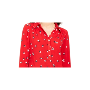 Maglietta Polo da Donna Charter Club a Maniche 3/4 Stampata Rossa XS Traspirante in Spandex con Tessuto Lavorato a Maglia e Logo - Product Image 2