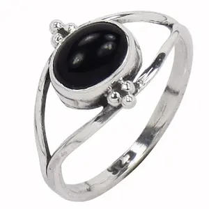 Anillo de Plata 925 con Ónice Negro para Mujer, Joyería Geométrica con Piedras Preciosas, Baño de Rodio, Material de Platino, Engaste de Ágata para Regalos - Product Image 1