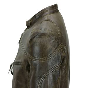 Chaquetas de cuero informales para hombre, chaqueta de cuero genuino 100%, chaquetas de moda de cuero tostado desgastadas - Product Image 4