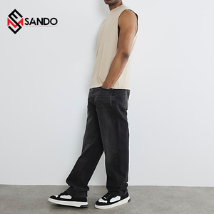 Camiseta de tirantes de gimnasio de Algodón 100% con logotipo personalizado para hombre, Camiseta básica de talla grande de punto liso de lana acanalada elástica de secado rápido con logotipo personalizado - Product Image 3