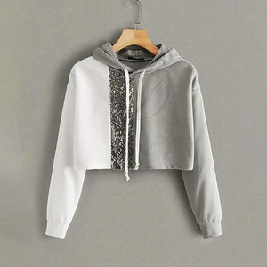 Sudadera con Capucha Corta para Mujer, Diseño Personalizado, Forrada, Color Sólido, Cómoda, para Uso en Exteriores - Product Image 2