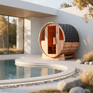 ห้องซาวน่ากลางแจ้งแบบถังไม้ซีดาร์แคนาดา สำหรับ 2-4 คน พร้อมประตูกระจก เหมาะสำหรับบ้านและสวน - Product Image 6