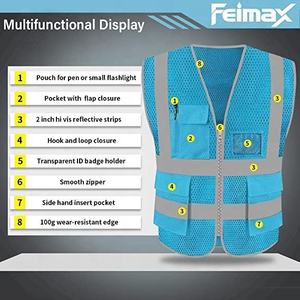 Double <b>Net</b> Multifunctional Vest Heavy Duty Premium Safety Vest Logo Free Size Waistcoat Reflective Security Vest - Product Image 3