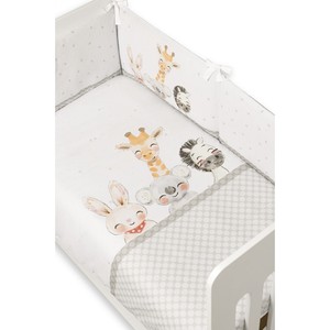 Parure de lit moderne ACUARELA ANIMALES 2 pièces coordonnées avec taies d'oreiller amovibles grises à motif dessin animé tissé - Product Image 1