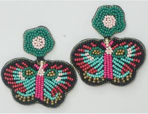 Pendientes bordados con cuentas de semillas de joyería de moda de la India pendientes bordados multicolores hechos a mano para mujeres y niñas - Product Image 3