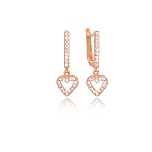 Pendientes colgantes con diseño de corazón, joyería hueca para todos los días, venta al por mayor, joyería de plata esterlina 925 turca hecha a mano - Product Image 1