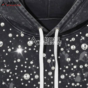 Sweat-shirts pour hommes à l'aspect luxueux, lavage à l'acide, avec strass et ornements en cristal, style streetwear - Product Image 5