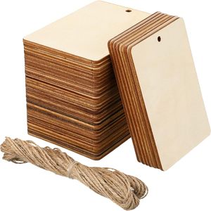 Étiquettes en bois naturel non fini, pièces rectangulaires vierges, tranches de bois pour l'artisanat, la peinture, les décorations DIY, embellissements - Product Image 6