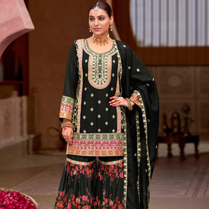 Gulzar Lohri Festive Party Wear Chinon Salwar Kameez Palazzo Suit Meilleur prix Vêtements indiens et pakistanais - Product Image 1
