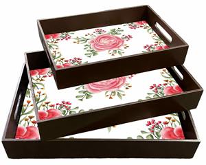 Elegant Wooden Enamel Serving Tray Beautiful Food Serving Tray <b>For</b> Events - Product Image 1
