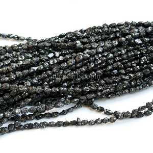 Cuentas de Diamante Negro Sin Cortar, Lisas y Crudas, de 4x3-6x4 mm, Cuentas de Diamante Naturales Libres de Conflictos, 16 Pulgadas, para la Fabricación de Joyas, Venta al por Mayor - Product Image 1