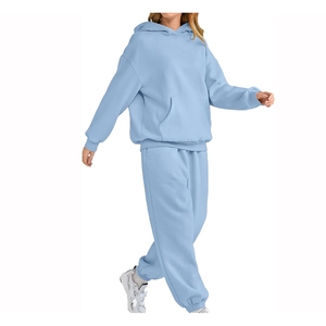 Ensemble de survêtement pour femmes, taille plus, respirant, avec logo personnalisé imprimé, streetwear, couleur unie, automne, pour adultes - Product Image 4