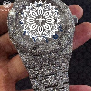 Montre de luxe Charm Jewels en acier inoxydable, incrustée de diamants, mouvement mécanique analogique, cadran de 40 mm, montre de mode pour homme, automatique - Product Image 1