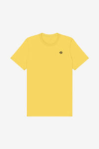 T-shirt en coton jaune pour homme, col rond, vente en gros, décontracté, manches courtes, couleur unie, jersey léger, avec logo personnalisé - Product Image 3
