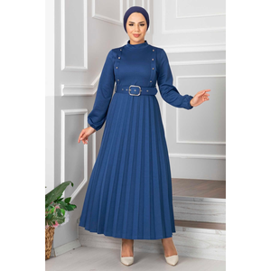 Robe Hijab plissée Aynur Indigo - Product Image 3