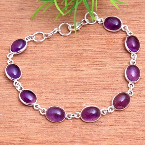 Pulsera de piedras preciosas de amatista de plata 925 hecha a mano, joyería púrpura de lujo para Niñas para regalos y fiestas - Product Image 2