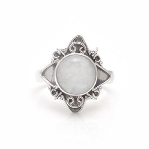 แหวน925สไตล์คลาสสิกสีเงินสเตอร์ลิงประดับพลอยมูนสโตนสีรุ้งสำหรับงานครบรอบแต่งงานงานหมั้นหรือของขวัญปาร์ตี้ - Product Image 1