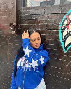 Personalizado apliques bordados Patchwork Logo Jogging 2 piezas conjunto desgastado sudaderas con capucha chándal en blanco diseñador chándales para mujeres - Product Image 5