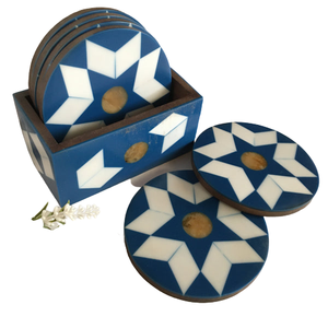 Dernier ensemble de sous-verres en résine de bois avec support Tapis et coussinets traditionnels Ensemble de sous-verres - Product Image 1