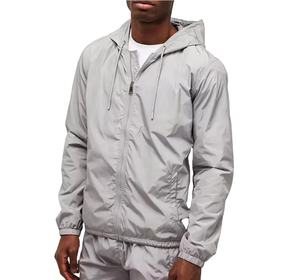 แจ็กเก็ตกันลมสีกรมท่าสำหรับผู้ชาย, เสื้อกันลมกันน้ำพิมพ์ลายไซส์ใหญ่พิเศษสำหรับเดินป่าล่าสัตว์ - Product Image 1