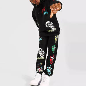 Conjunto de Sudadera con Capucha y Pantalones de Chándal de Algodón Grueso para Hombre, con Cremallera Completa, para Estampado Puff Personalizado, Tallas Grandes, Sudaderas de Invierno - Product Image 1