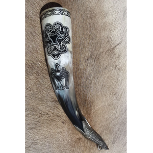 Corne à boire artisanale à bas prix, style animalier |   Corne à bière Viking 100% naturelle, portable et polie, en corne de vache, souvenir - Product Image 1