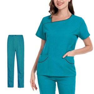 Offre Spéciale personnalisable OEM Spa uniformes femmes à manches courtes infirmière gommages impression numérique clinique haut pantalon coton tissé Polyester - Product Image 2