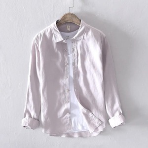 Chemises décontractées pour hommes grandes tailles 100 % coton satiné respirant écologique infroissable boutons recouverts tricot uni été - Product Image 6