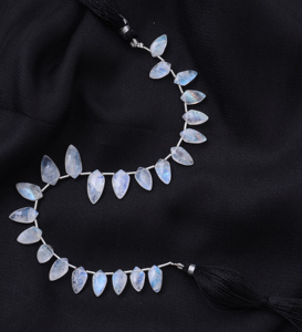 <b>Rainbow</b> Moonstone Loose Beads Smooth Faceted Drop Shape White Crystal Stones Third Party Appraised Rajasthan - Product Image 3