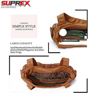 SUPREX ENTERPRISES Purses Handbags for Women Large Hobo Shoulder <b>Bags</b> <b>Soft</b> PU <b>Leather</b> Multi-Pocket Tote <b>Bag</b> Hand-painted - Product Image 5