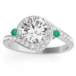 Conjunto de Joyería Fina de Paladio Halo Swirl con Esmeralda y Diamantes de 0.77ct para Novia - Product Image 5