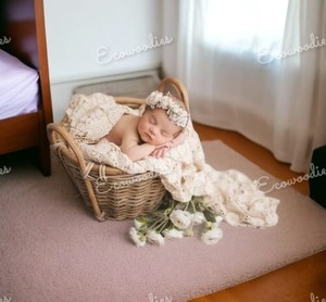 Panier en rotin vintage pour nouveau-né, accessoire de photographie, panier en osier pour nouveau-né, accessoire de photographie - Product Image 3