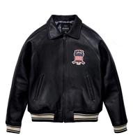 Veste de sport décontractée authentique Avirex pour homme, grande taille, en véritable peau de mouton, style varsity, en peau d'agneau française, style décontracté