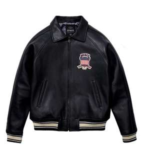 Authentic Avirex <b>Men's</b> <b>Casual</b> Sport <b>Jacket</b> Plus-Size Genuine Sheepskin French Lambskin Varsity Design <b>Casual</b> Style - Product Image 3