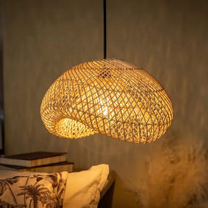 <b>Vintage</b> Rattan Pendant Light <b>Lamp</b> Art Deco Shade Rattan Chandelier for Home Handmade From Vietnam - Product Image 1